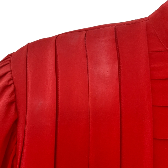 Vintage GUCCI Red Pleated Silk Crepe Blouse & Skirt  Set - Picture 12 of 12